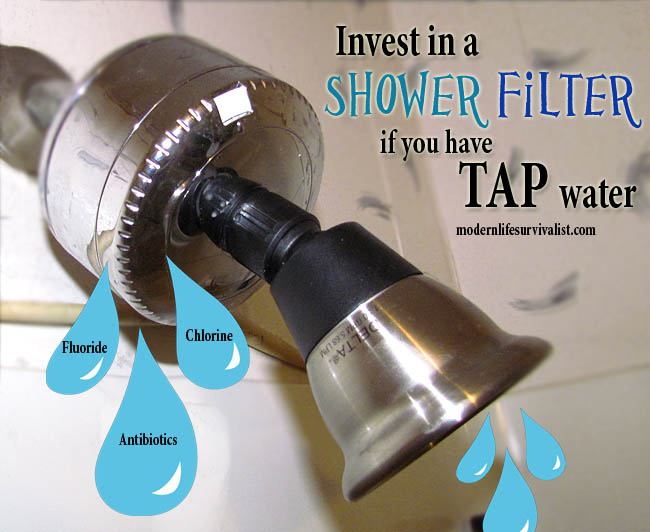 Invest in a shower filter if you have tap water to get rid of hormones, antibiotics, fluoride,and chlorine in your water!